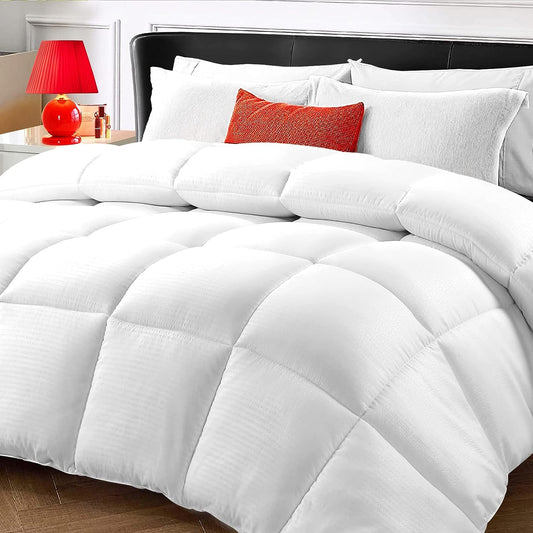 Queen Size Cooling Comforter - Soft Quilted All-Season Down Alternative Comforter Duvet Insert with Corner Tabs. Offers Warmth in Winter and Comfort in Summer. Size: 88"x88" in White.