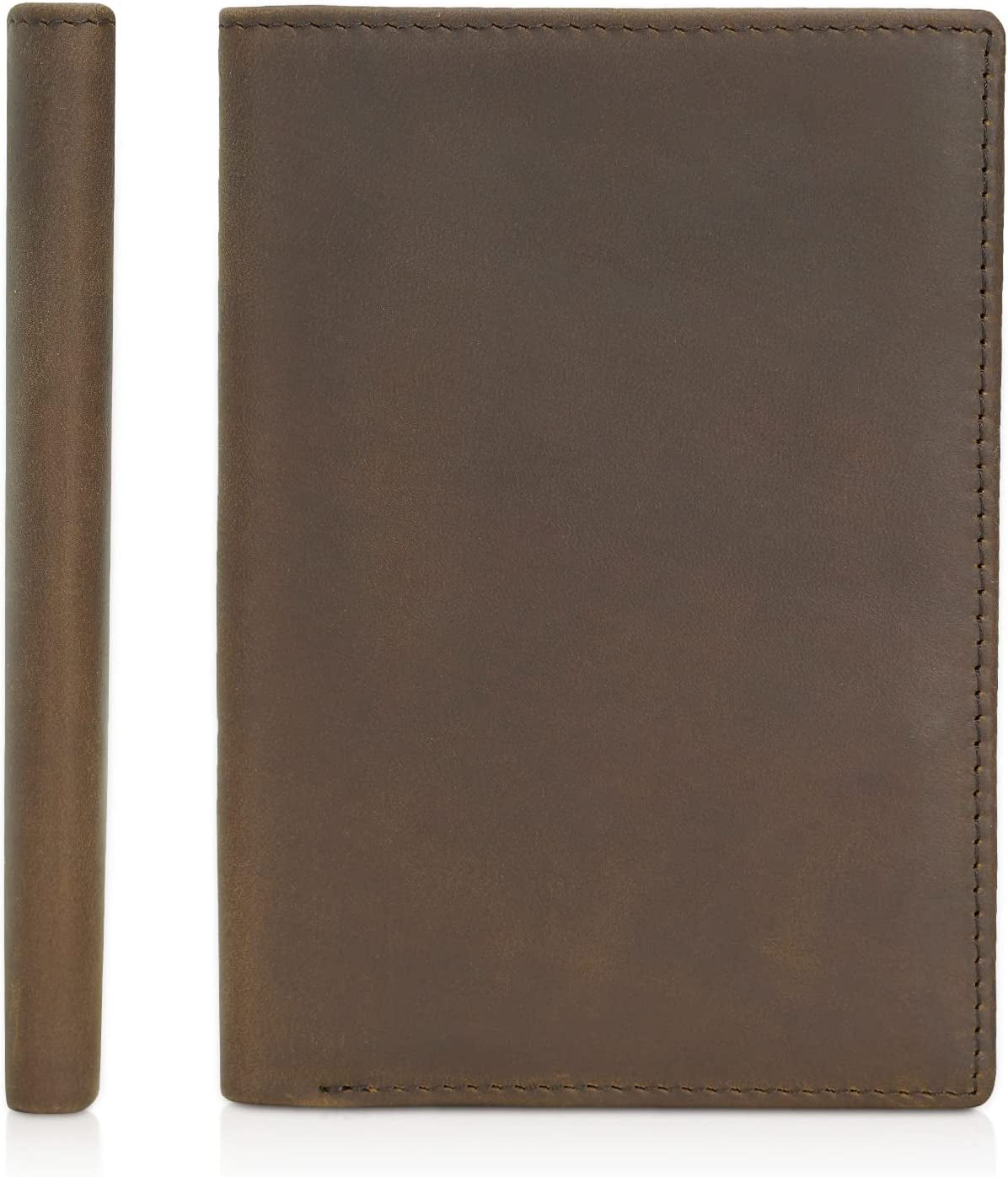 Men's Premium Leather RFID Blocking Passport Holder and Travel Bifold Wallet