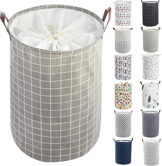 Large Round Laundry Hamper - Thickened Design with Durable Handle, Stands 22" Tall; Ideal for Clothes Storage.