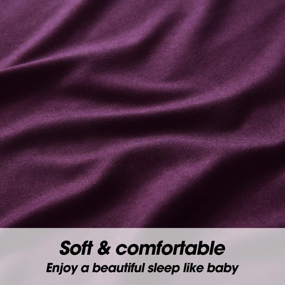 4 Piece King Super Soft Bed Sheet Set - 1800 Microfiber Bed Sheets with Pillowcases, 14-inch Deep Pocket, Wrinkle Fade Resistant, Luxury Bedding Sheets (Purple, King)