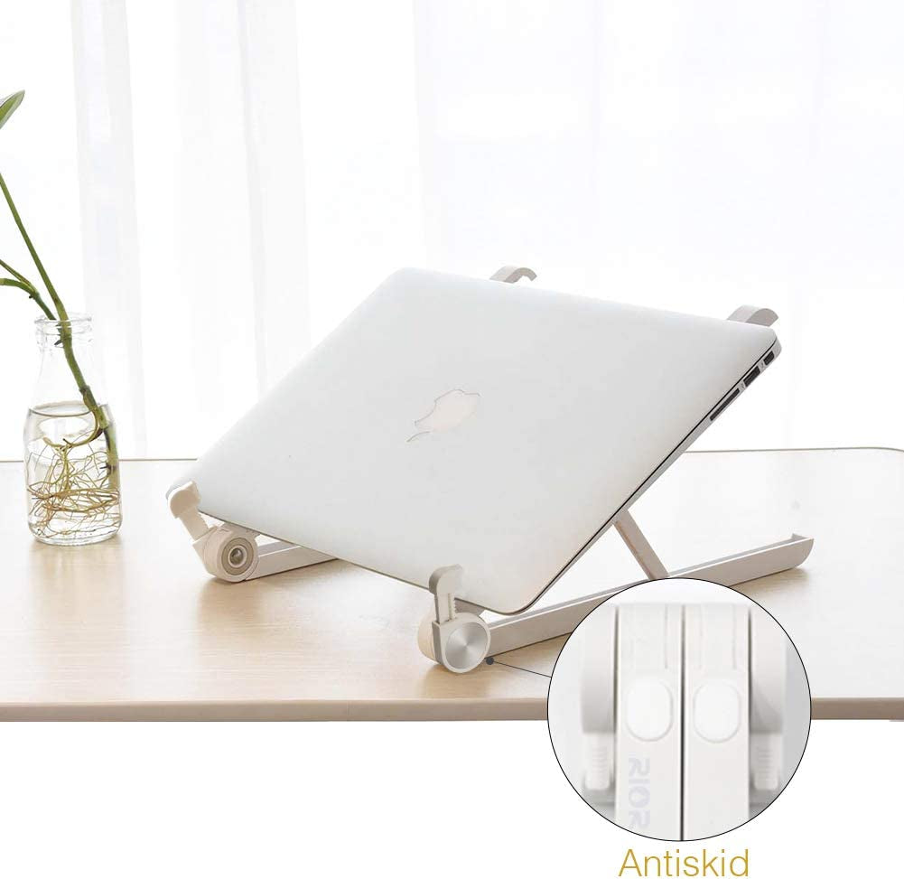 Foldable Portable Laptop Desk Stand: Ergonomic Cooling Pad and Ventilated Laptop Riser for MacBook Pro, MacBook Air, Lenovo, Dell, and More 10-16” Laptops