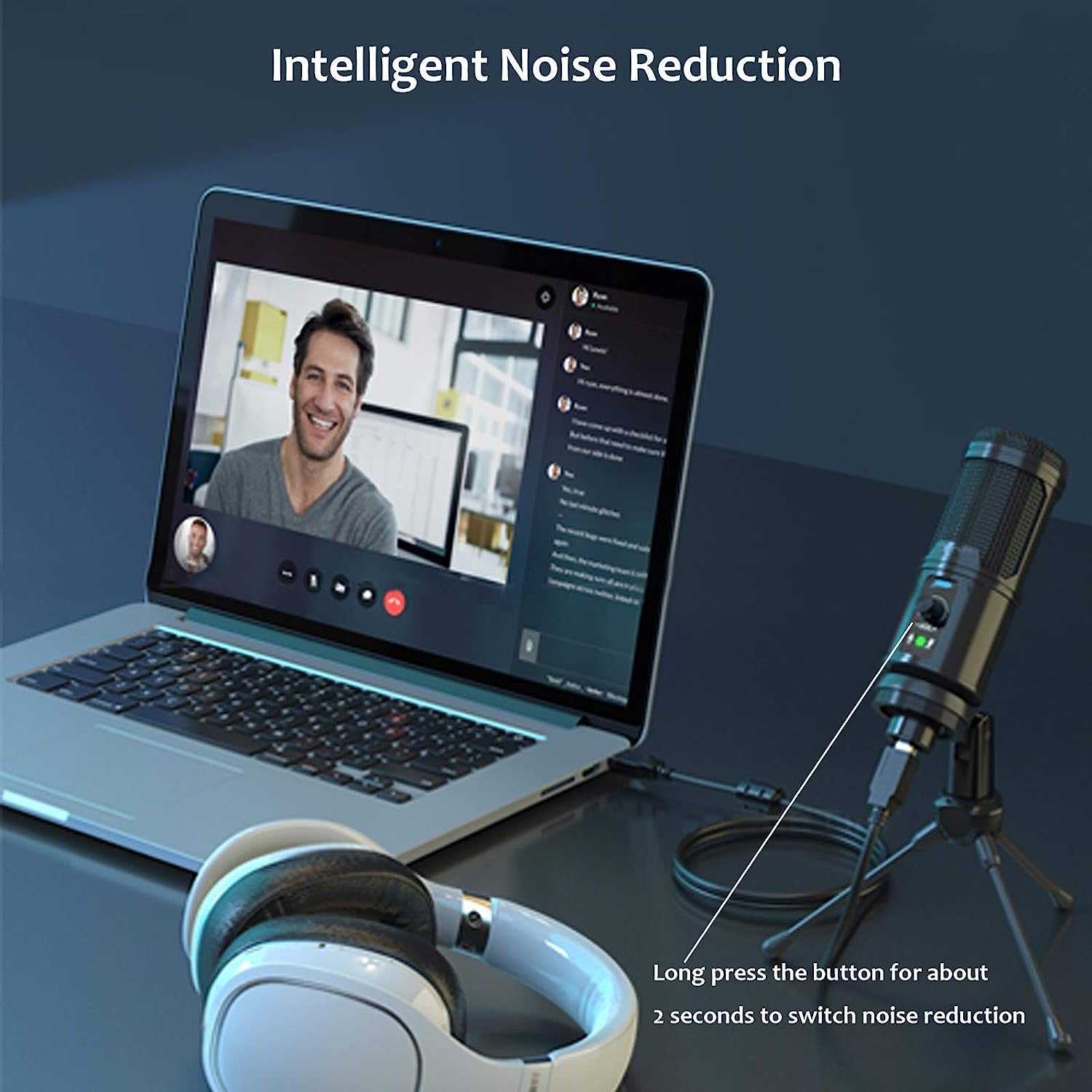 USB Microphone for Computer - Condenser PC Mic for MAC, Windows, Laptop, PS4 Gaming, YouTube Streaming, Vocal Recording; Features Noise Reduction, Mute Button, and Plug & Play Functionality.