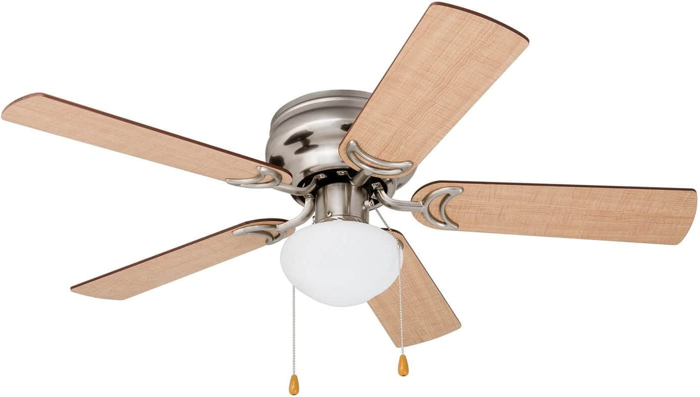  LED Globe Light Hugger/Low Profile Ceiling Fan, 42 inches - Brushed Nickel