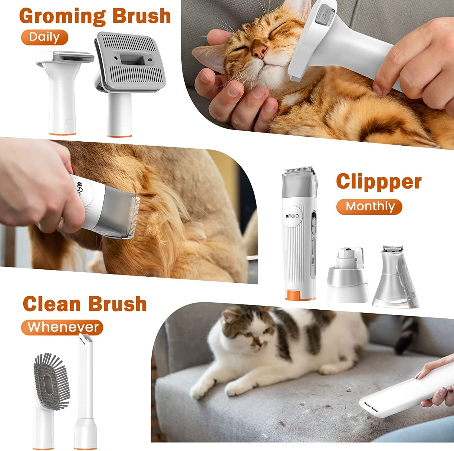  Pet Grooming Kit with Vacuum Suction - Includes 7 Essential Tools for Grooming, Deshedding, and Cleaning - Suitable for Dogs, Cats, and Other Pets - 1.5L Capacity