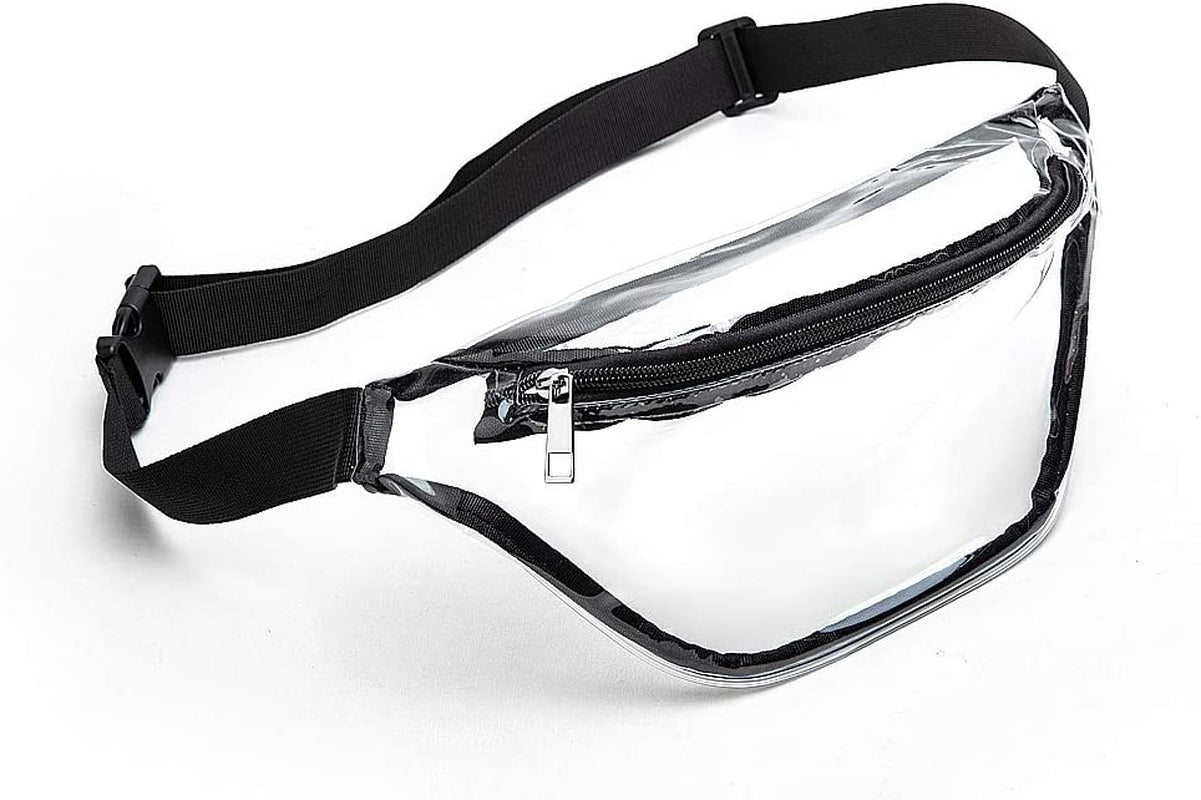 Women's Waterproof Clear Fanny Pack - Cute and Compact Waist Bag with Adjustable Strap - Designed to be Stadium Approved - Size: Medium - Color: Black.