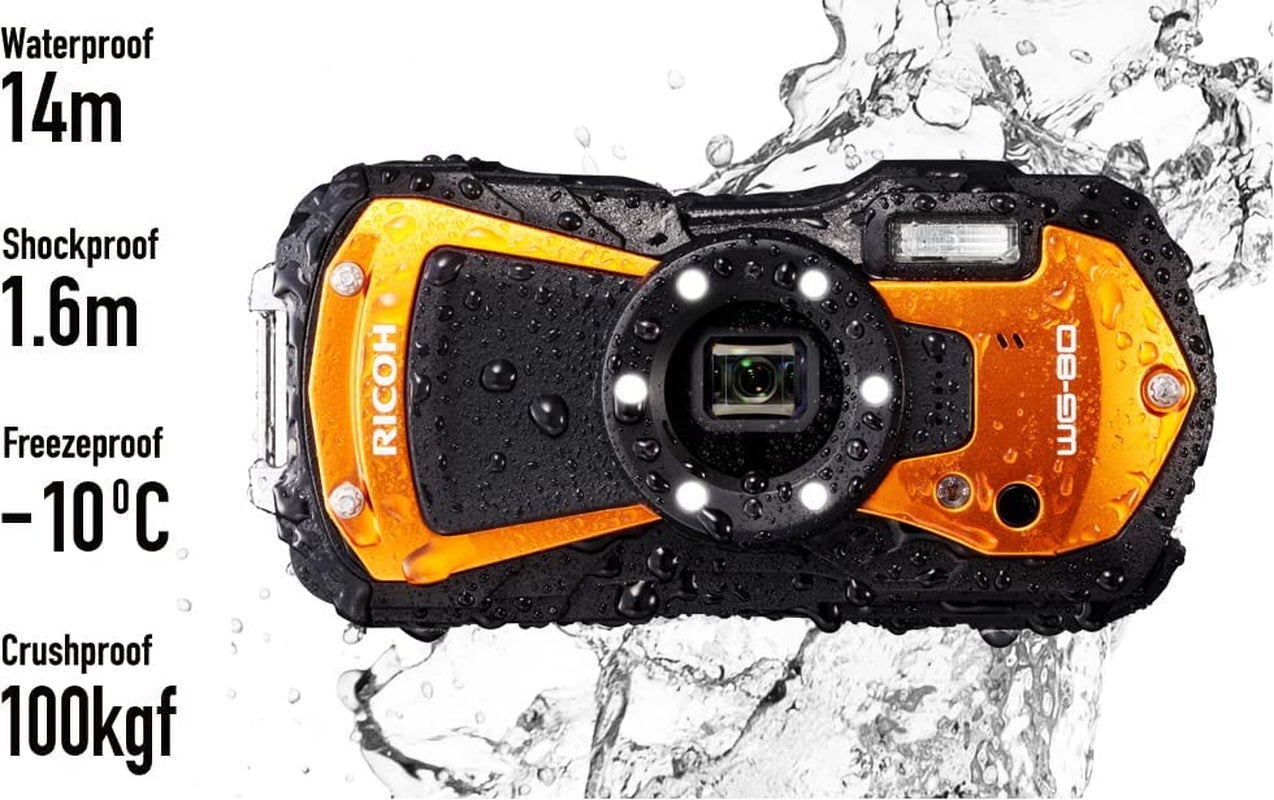 Waterproof Digital Camera in Orange: Shockproof, Freezeproof, and Crushproof