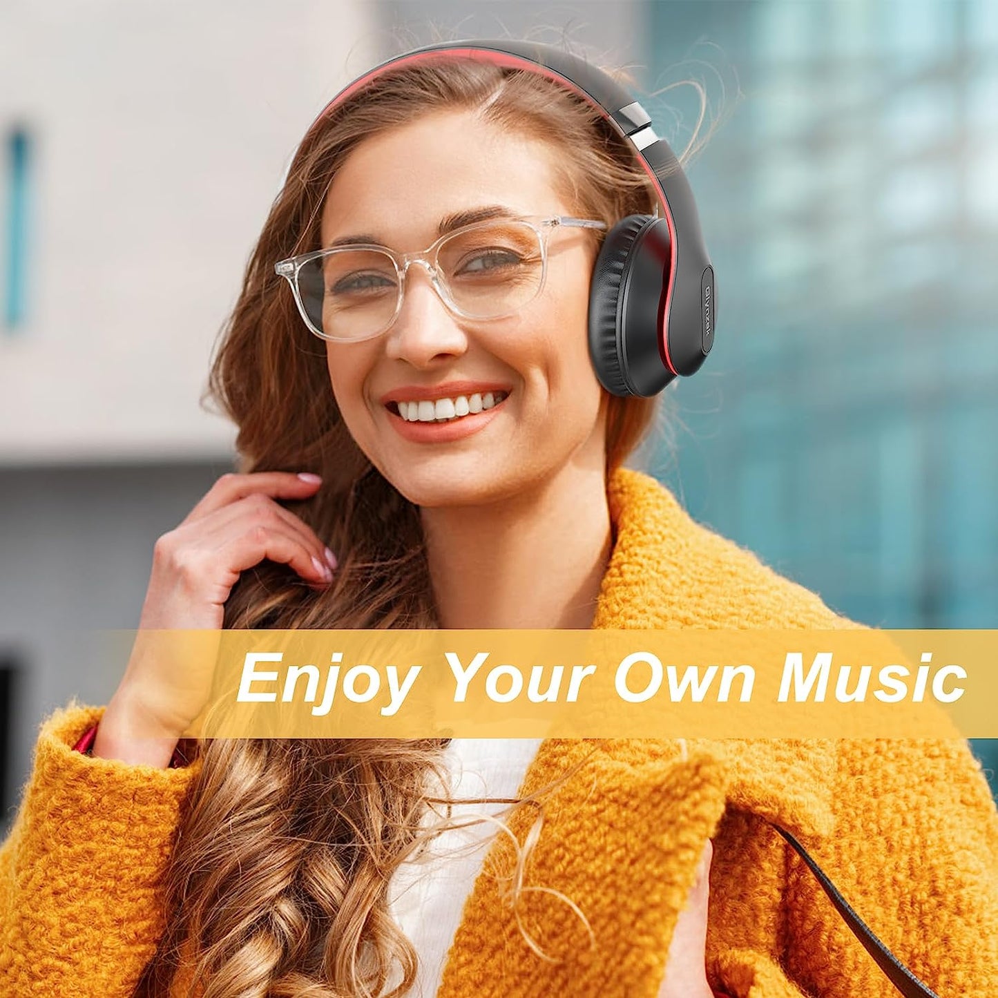 Bluetooth Headphones over Ear Foldable Headset with 65H Playtime, Hifi Stereo, Microphone, and 6EQ Modes. Bluetooth V5.3 Headphones for Travel, Smartphone, Computer, Laptop