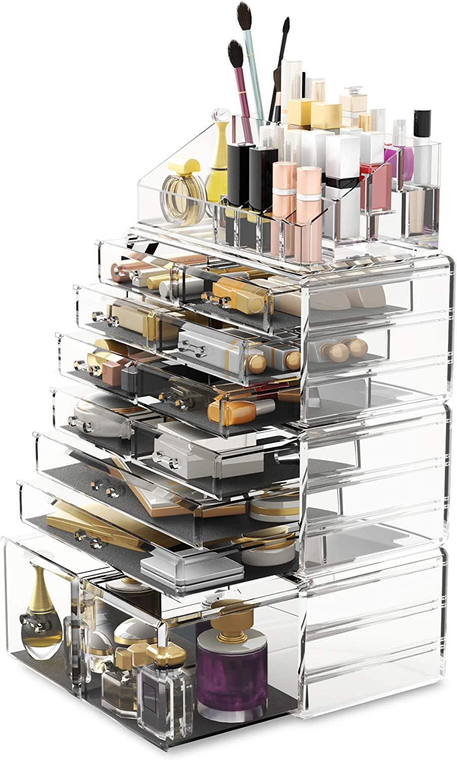 12 Drawers Makeup Cosmetic Organizer Storage Drawers Display Boxes Case - Clear