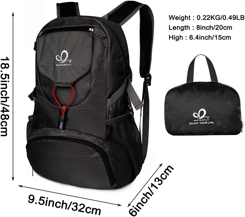 Hiking Backpack Lightweight Packable Hiking Daypack for Outdoor Traveling Cycling Camping (Black)