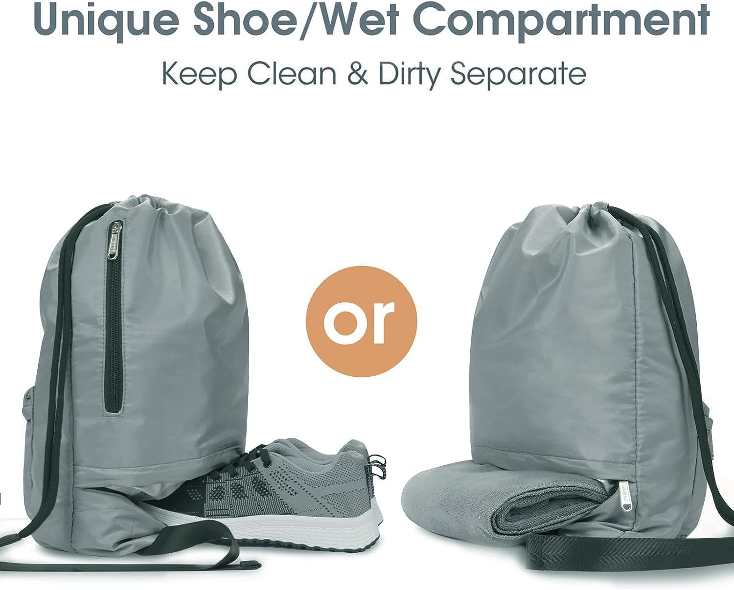 Water-Resistant Drawstring Backpack with Wet Pocket - String Bag Sackpack - Ideal for Gym, Shopping, Sports, and Yoga - Made from Nylon for Durability and Convenience.