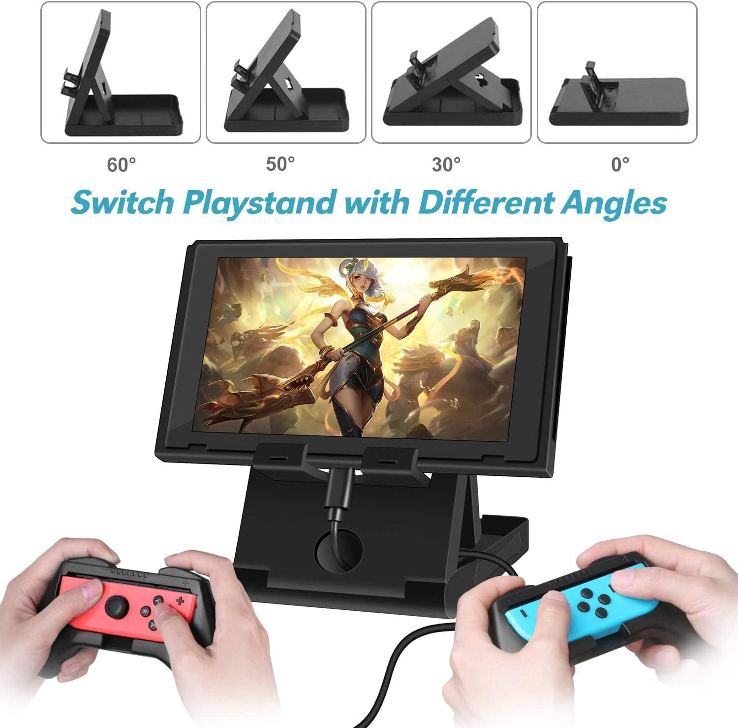 Comprehensive Nintendo Switch Accessory Bundle: Case, Pouch, Cover, Joycon Grips, PlayStand, Screen Protector, Thumb Grips, and Caps
