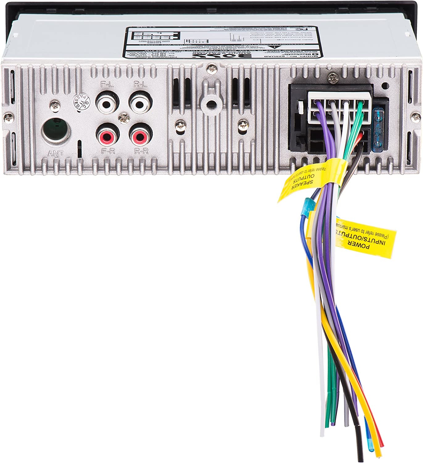 AUDIO 625UAB Single-DIN MECH-LESS Receiver - Features Bluetooth, Detachable Front Panel, and includes a Wireless Remote for convenience.