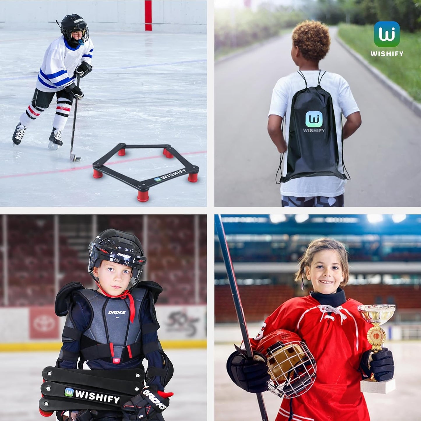 Enhanced Hockey Stick Handling Trainer - Portable Lightweight Training Aid for Improved Puck Control, Drills, and Shooting Practice on Ice and Synthetic Tiles - Includes Carry Bag