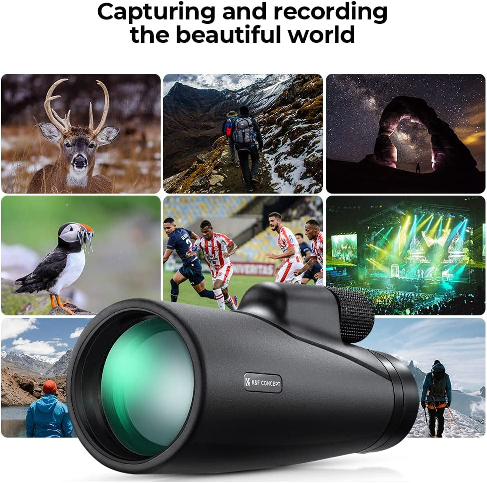 12X50 High Power Monocular Telescope - Waterproof, BAK4 Prisms, FMC Lens, HD Compact Monocular for Bird Watching, Hiking, Camping, and Travel - Includes Hand Strap