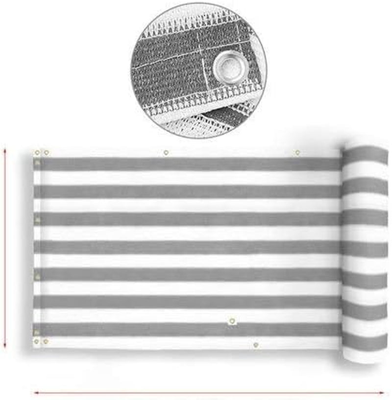 Weather-Resistant Balcony Privacy Screen Cover with UV Protection – Black Balcony Shield Cover, Complete with Cable Ties & Ropes (Grey White)