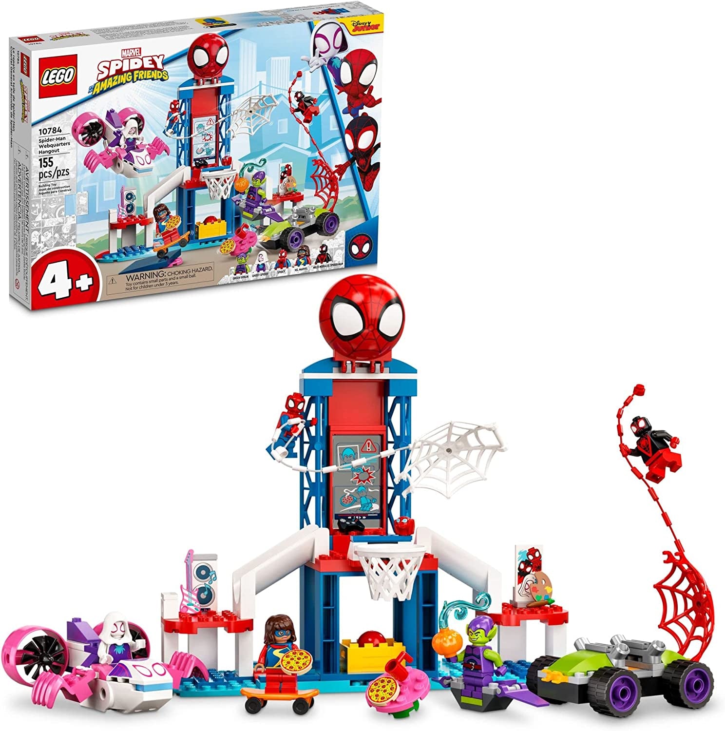 LEGO Marvel Spider-Man Webquarters Hangout 10784 Construction Kit - Part of the "Spidey and His Amazing Friends" Series, Includes Spider-Man, Miles Morales, and Green Goblin Minifigures - Suitable for Boys and Girls Aged 4 and Up