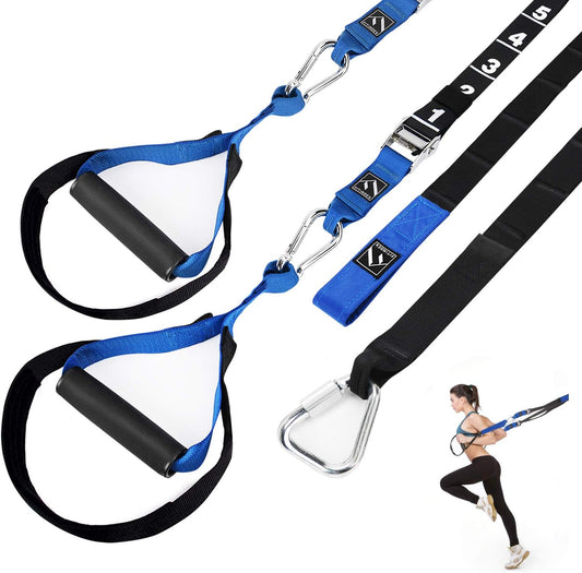 Bodyweight Resistance Trainer Kit - This home suspension training straps set includes resistance loop bands, offering a full-body workout for both indoor and outdoor gyms.