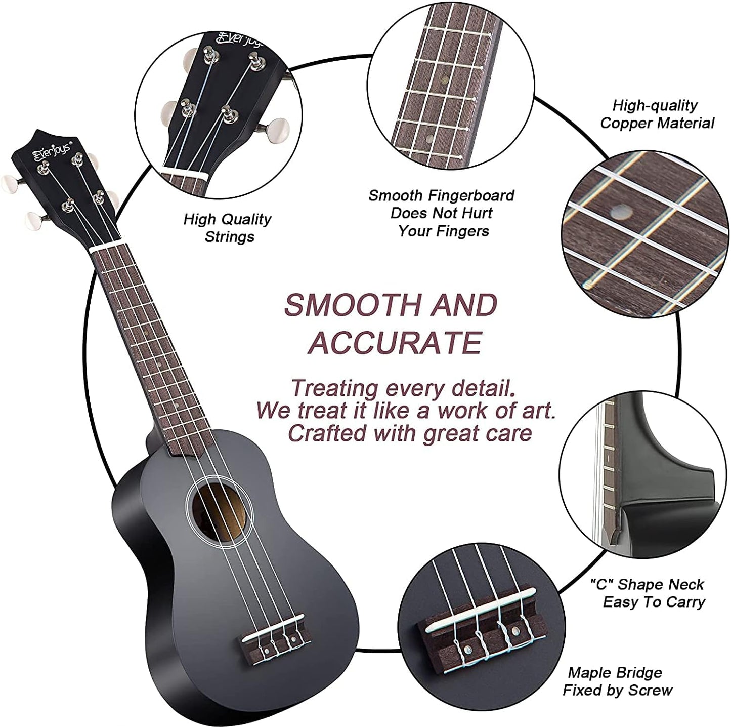 Soprano Ukulele Beginner Pack - Includes a 21-Inch Ukulele, Gig Bag, Fast Learn Songbook, and Digital Tuner, All in One Convenient Kit. Perfect for those starting their ukulele journey.