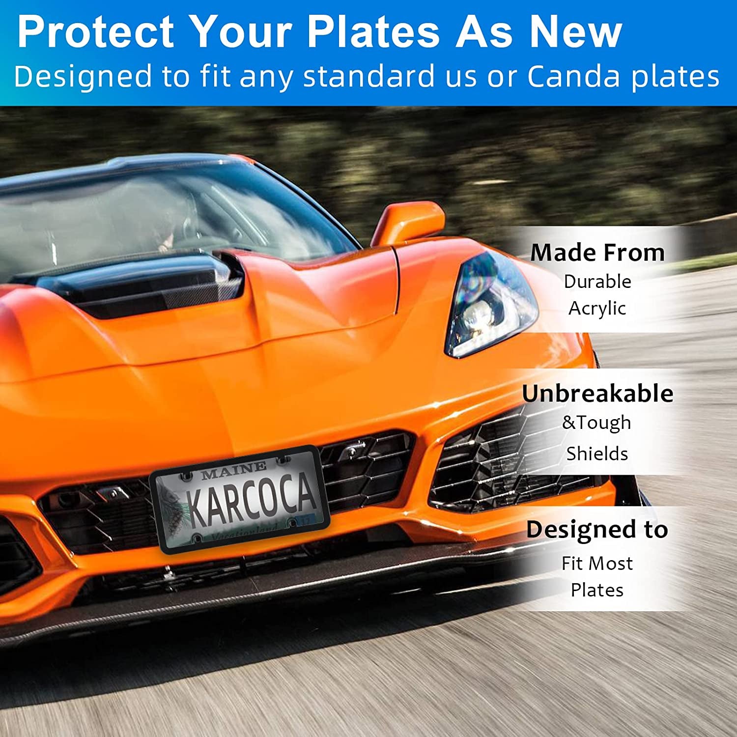 Smoked Tinted License Plate Covers - Unbreakable Frame Shield Combo with Novelty Bubble Design, Suitable for Standard US Plates, Comes with Included Screws.