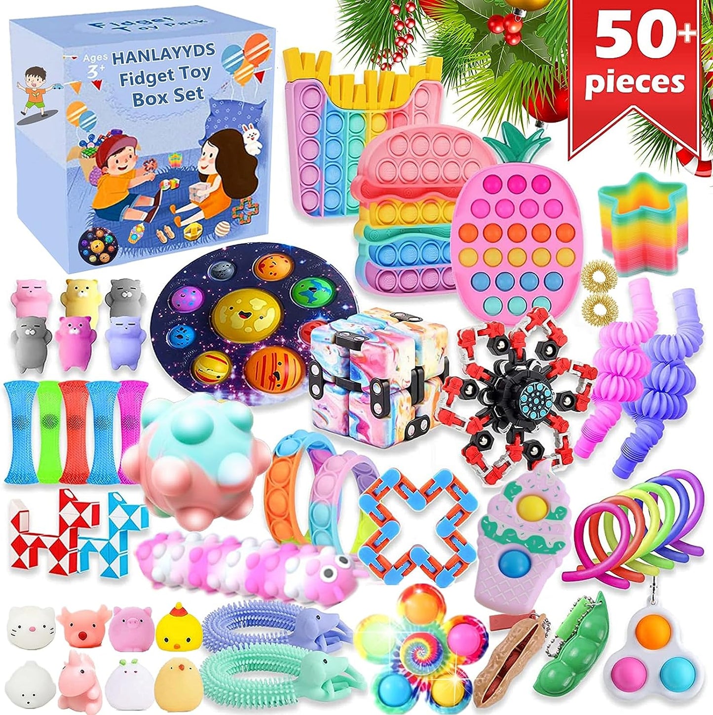 Popits Fidget Toy Pack - Stress-Relief Sensory Box Set with Simple Pop Bubble Toys for Kids and Adults with ADHD, Anxiety, or Autism