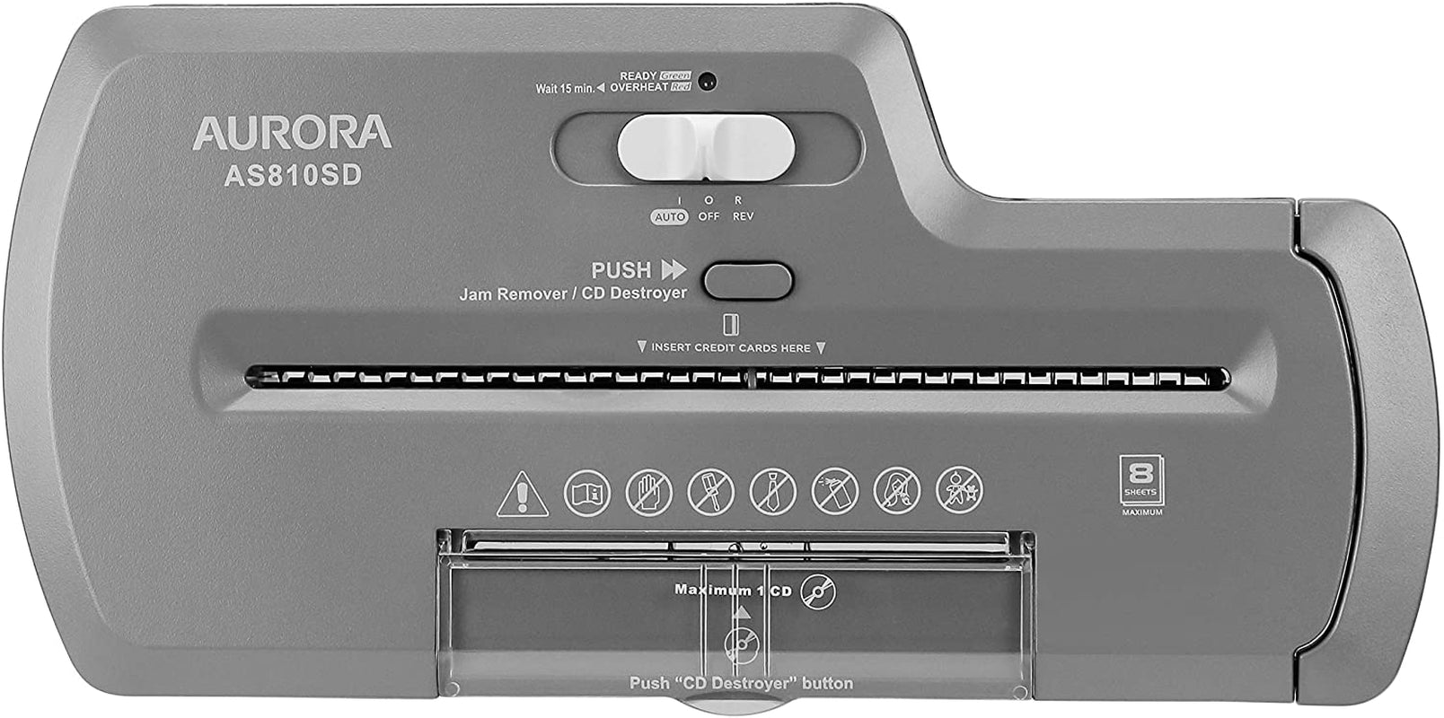 8-Sheet Strip-Cut Shredder Paper, CD and Credit Card Shredder, Shredder Basket Included