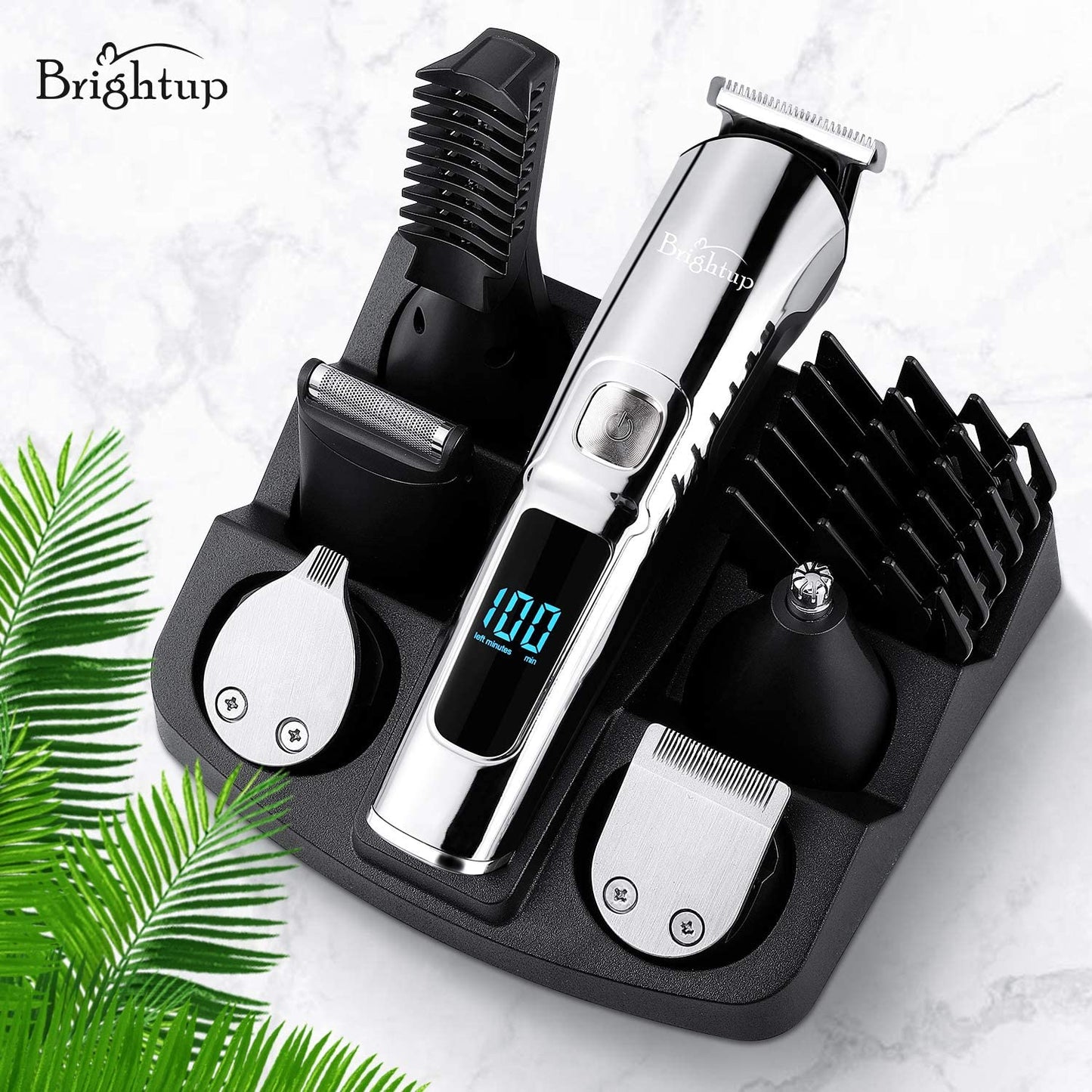 Men's Beard Trimmer - Multifunctional Hair Clippers & Trimmer - IPX7 Waterproof for Use on Mustache, Face, Nose, Ears, and Body - Electric Razor with USB Rechargeable & LCD Display 
