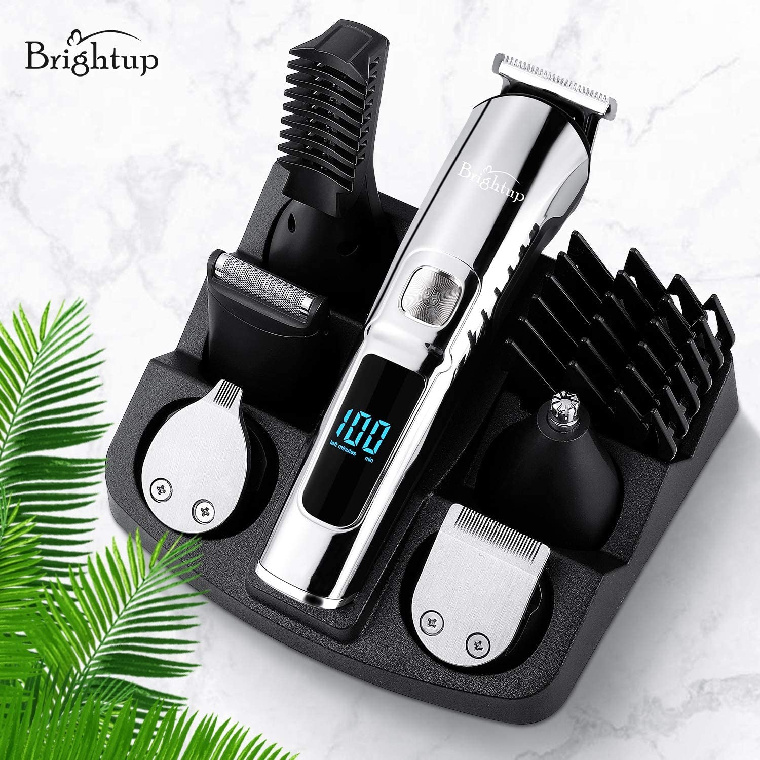 Men's Beard Trimmer - Multifunctional Hair Clippers & Trimmer - IPX7 Waterproof for Use on Mustache, Face, Nose, Ears, and Body - Electric Razor with USB Rechargeable & LCD Display 