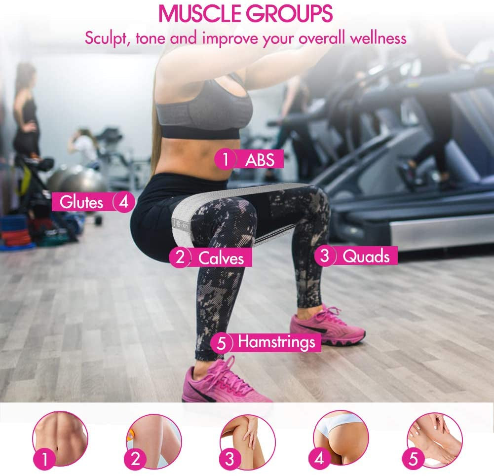 Resistance Bands for Legs and Butt, Fabric Workout Loop Bands, Set of 3