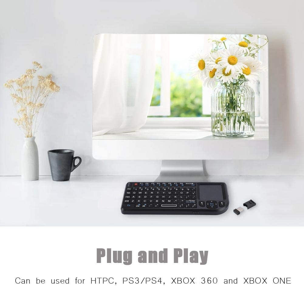 2.4GHz Wireless Touchpad Keyboard - Super Thin and Lightweight Design - Rechargeable and Ultra Mini - Backlit Keyboard with Plug and Play Functionality - Suitable for HTPC, PS3, PS4, and more.