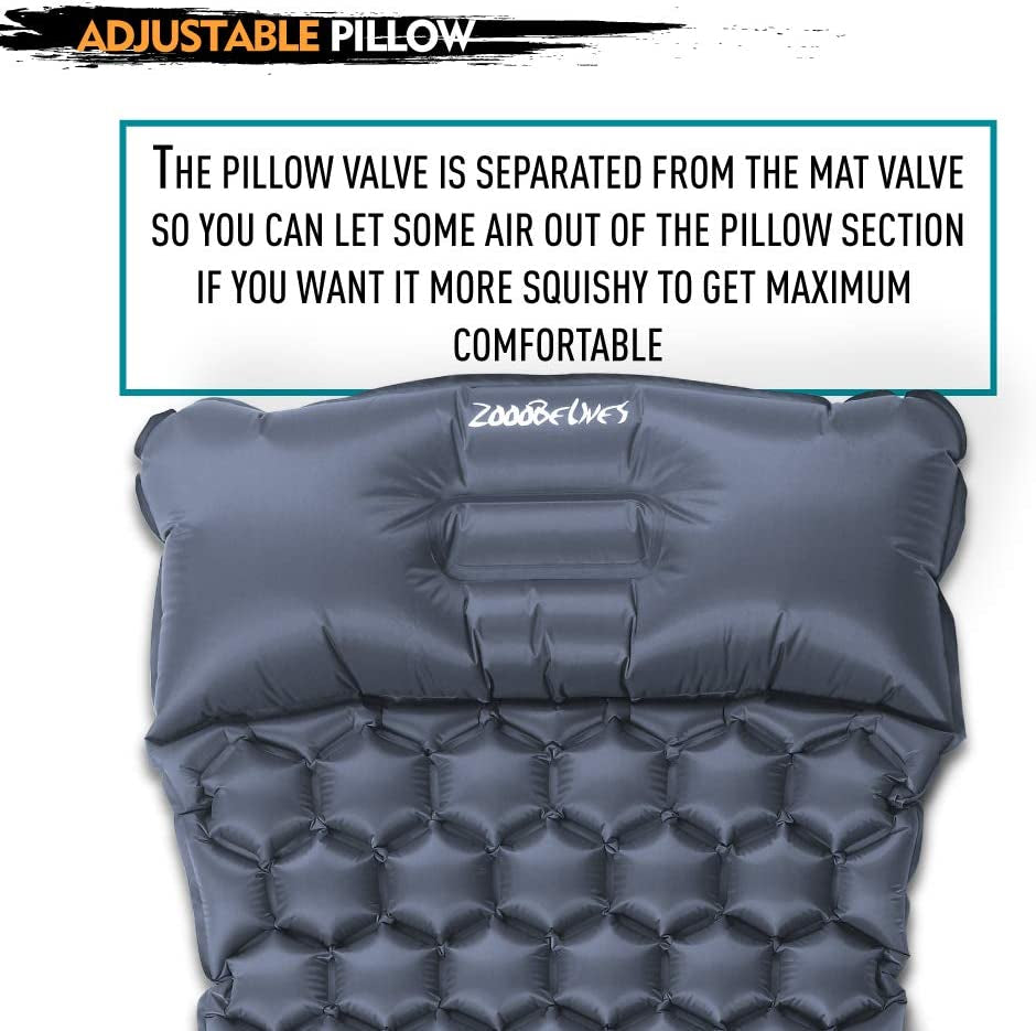 Ultralight Sleeping Pad with Built-in Pillow - Perfect for Backpacking, Travel, and Hiking