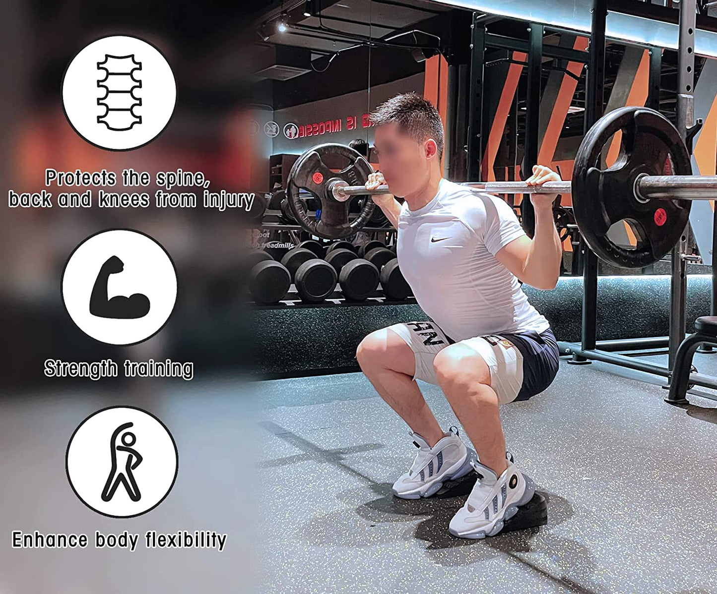 Adjustable Non-Slip Rubber Squat Wedge Blocks (6PCS) - Improve Mobility, Balance, and Strength for Squats, Deadlifts, and More.