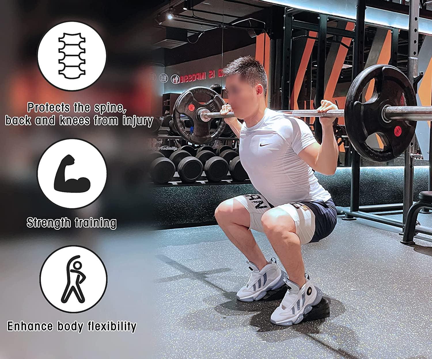 Adjustable Non-Slip Rubber Squat Wedge Blocks (6PCS) - Improve Mobility, Balance, and Strength for Squats, Deadlifts, and More.