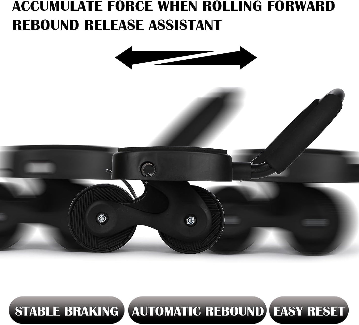 Automatic Rebound Ab Roller with Elbow Support, Tension Rope, Knee Mat, and Foam Grip - Core Strength Trainer for Ab Workouts. Dual Wheel Design.