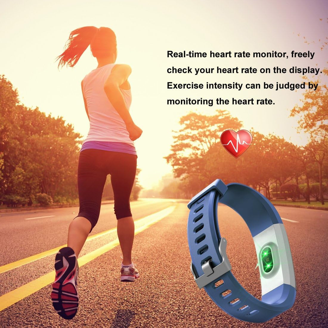 Smart Fitness Tracker with Heart Rate Monitor, Sleep Tracker, and Activity Pedometer for Android and iOS Smartphone