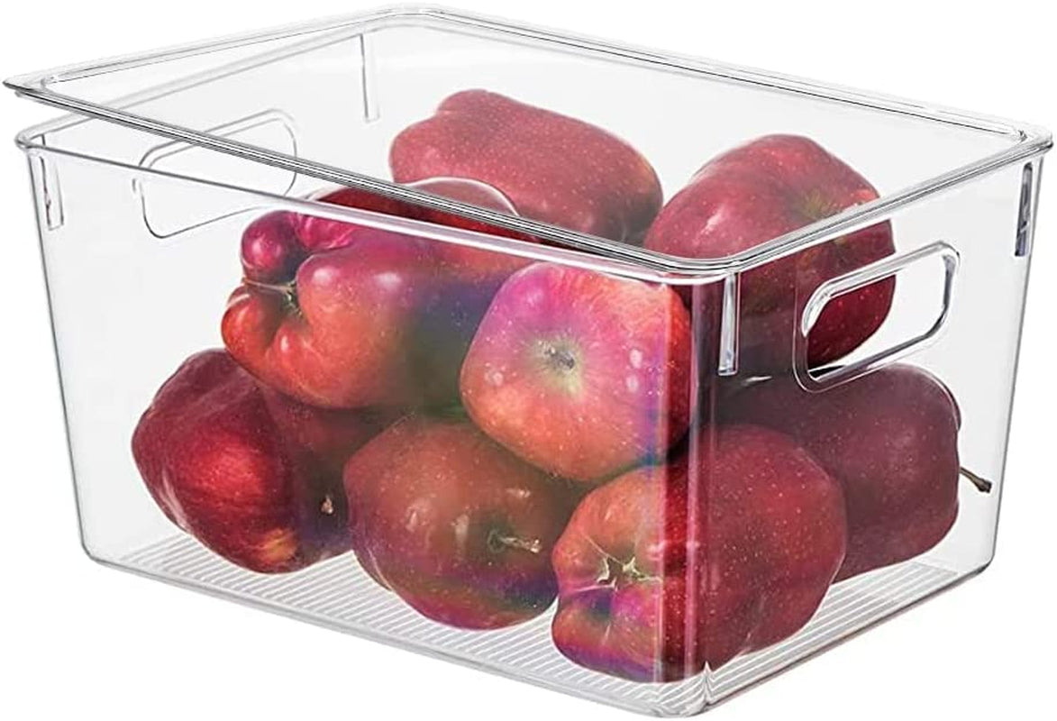 8-Pack Refrigerator Organizer Bins with Lids - Clear Plastic Freezer and Fridge Organizers, Designed for Kitchen, Cabinets, and Pantry Organization; Ideal for Storing Food Items.