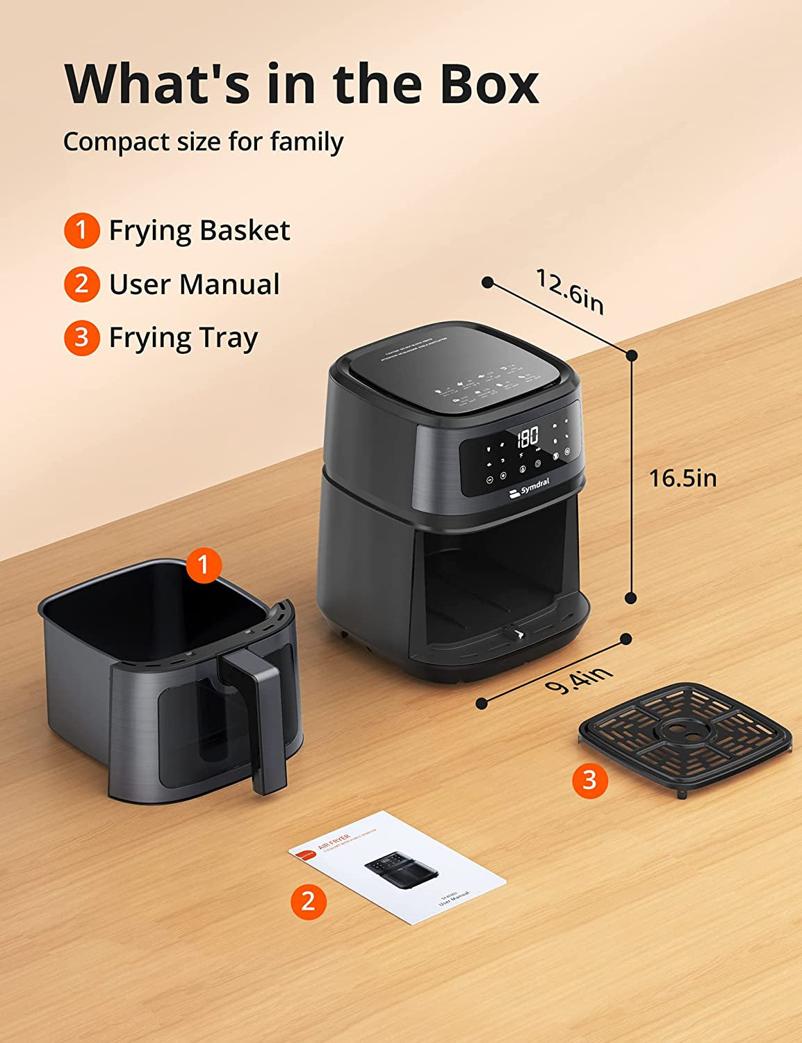 8-in-1 Air Fryer - 5.3 Quart Compact Air Fryer with Visible Cooking Window and LCD Touch Screen; Offers Overheat Protection, Dishwasher-Safe & Non-Stick Basket for Quick, Easy Meals. Available in Black.