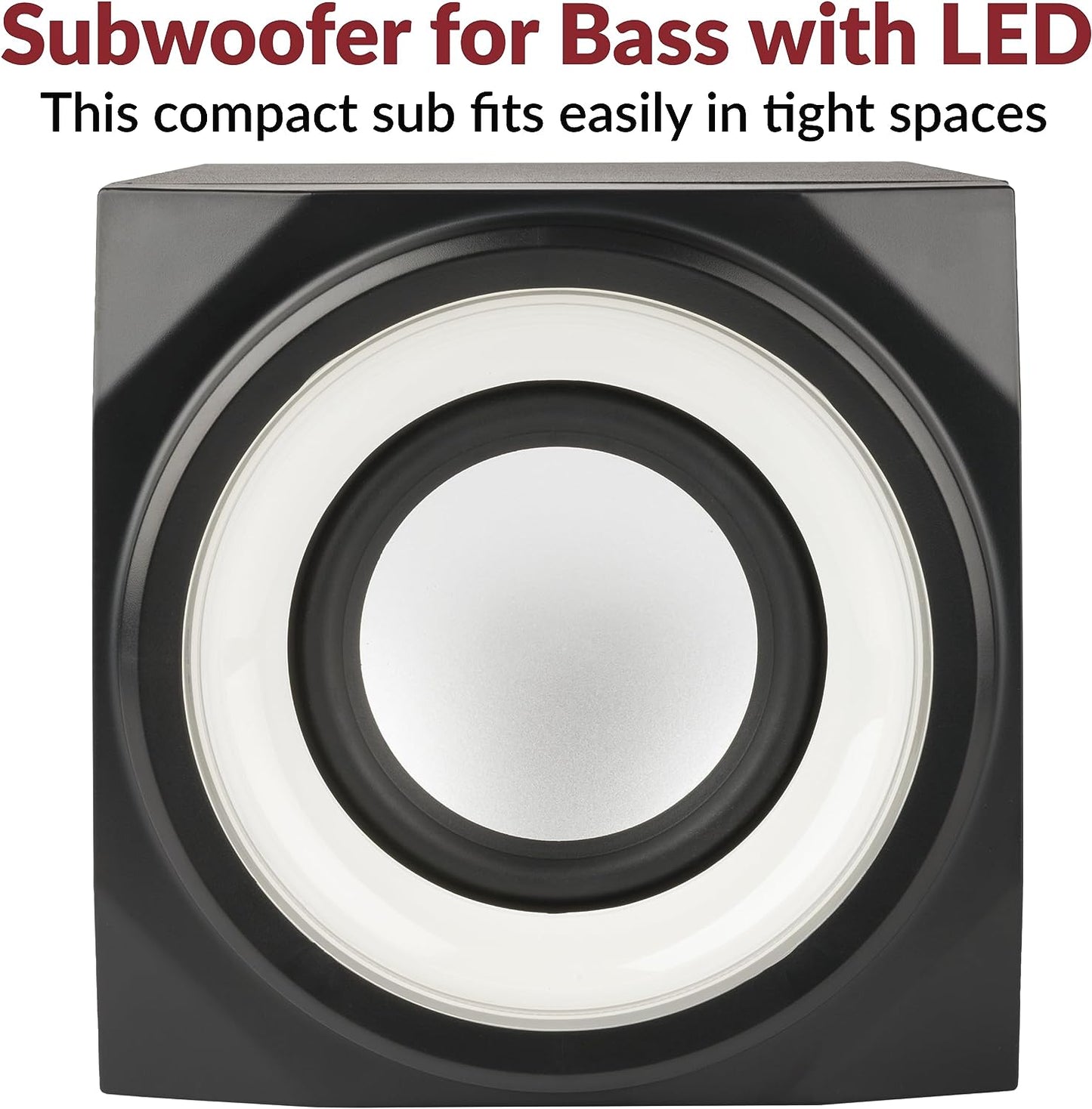 Bluetooth Speaker System with LED Lights - Ideal for Gaming, Movies, Parties, and Multimedia - 2.1 Subwoofer