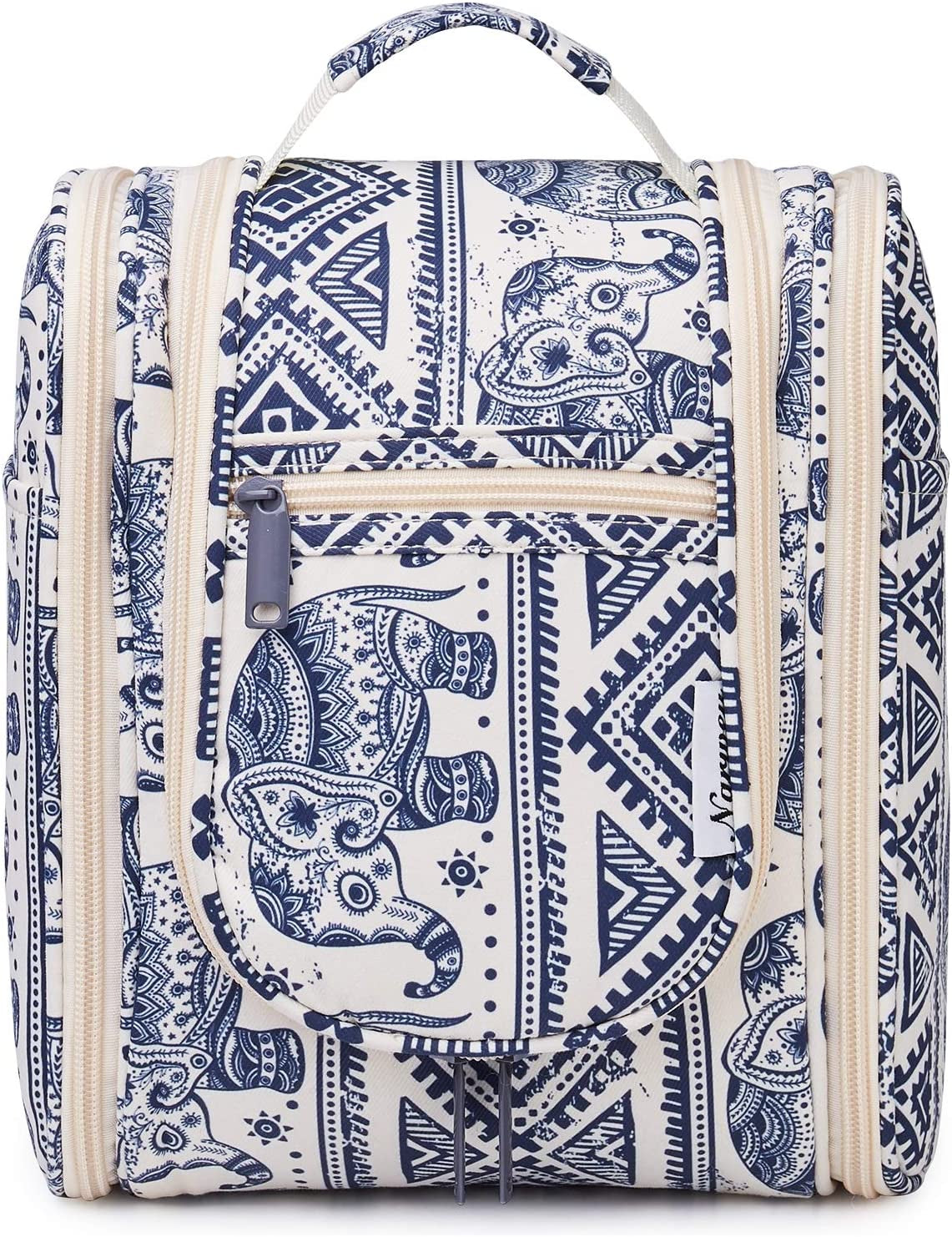 Hanging Travel Toiletry Bag: A Medium-sized Cosmetic and Makeup Organizer Medium Elephant Print