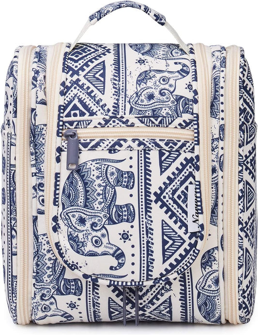 Hanging Travel Toiletry Bag: A Medium-sized Cosmetic and Makeup Organizer Medium Elephant Print