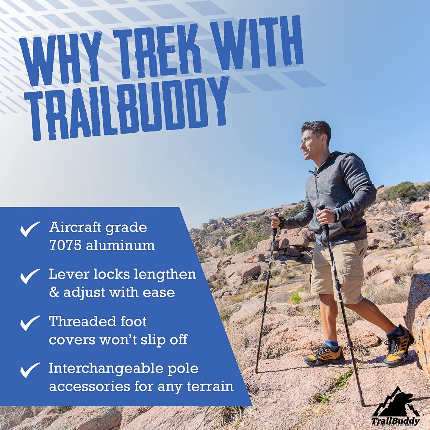 Ultralight Aluminum Collapsible Hiking Poles - Adjustable Trekking Poles for Hiking, Camping, and Backpacking - Set of 2 Walking Sticks with Cork Grip