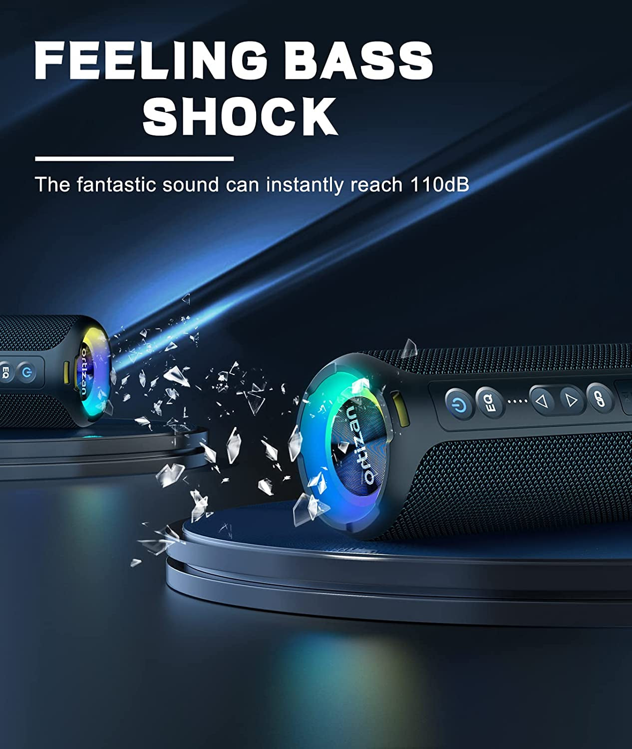 Portable Bluetooth Speaker: 40W Wireless Speakers with LED Light, 360° Strong Bass Stereo. IPX7 Waterproof, 30H Playtime, and Dual Pairing for Home Use.