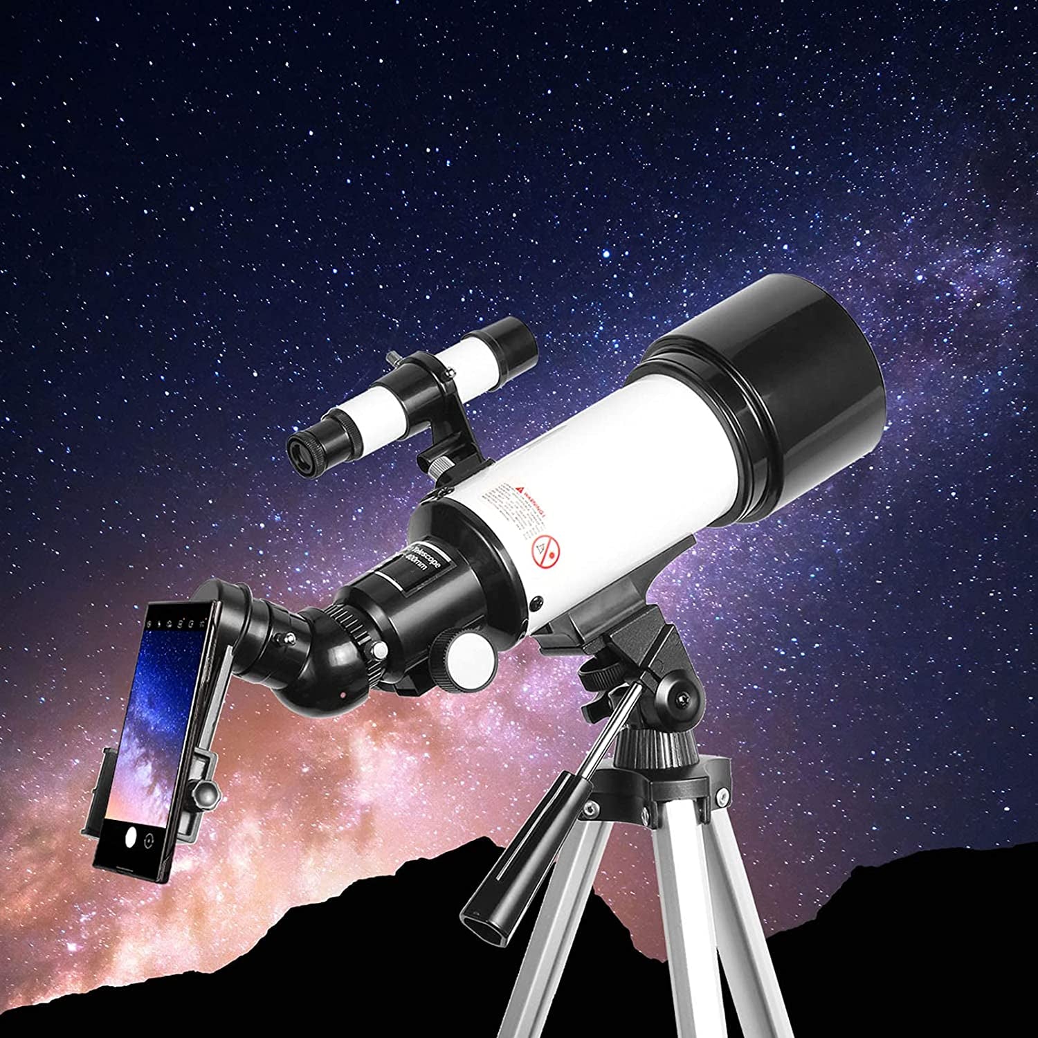 Portable Telescope for Beginners and Adults, 70mm Aperture 400mm AZ Mount, Fully Multi-Coated Optics, Astronomy Refractor Telescope with Tripod, Phone Adapter, and Backpack