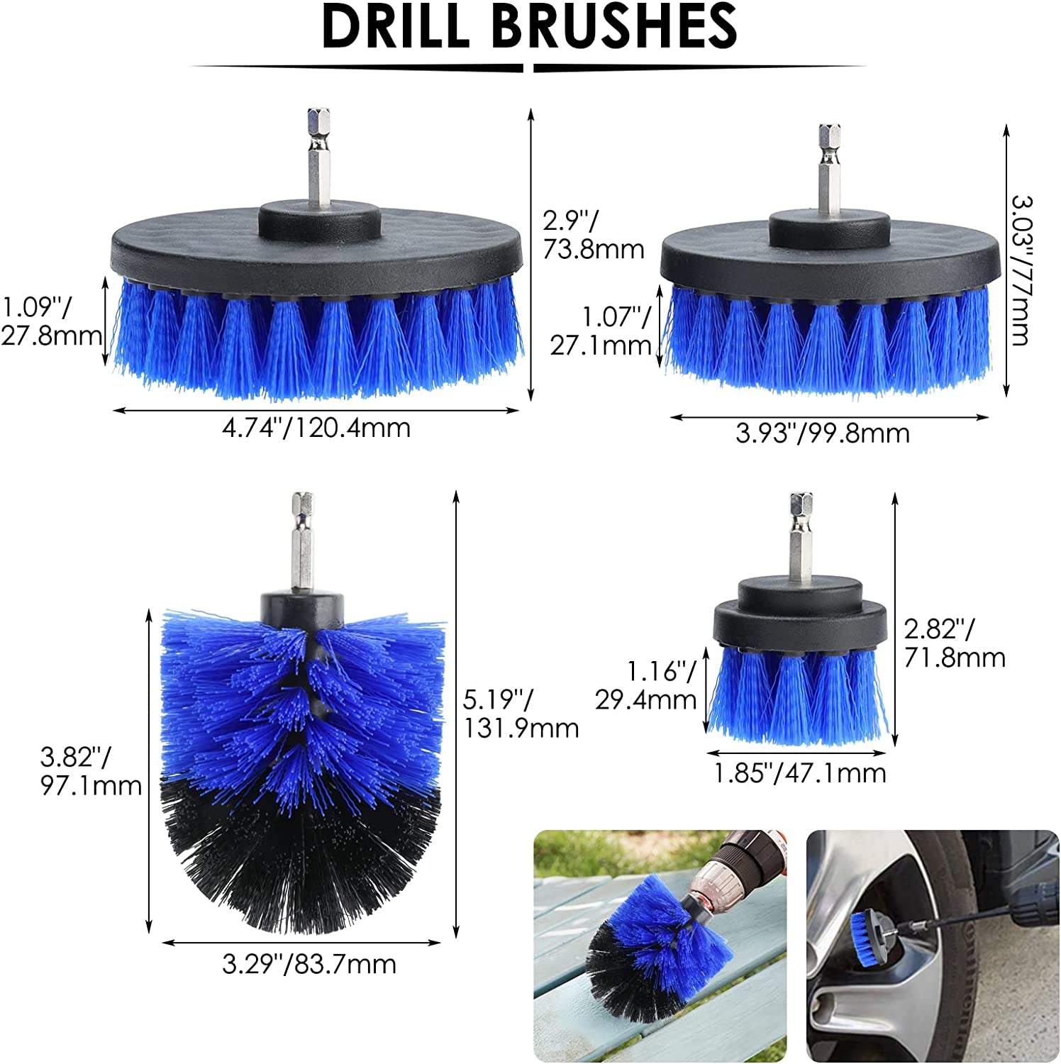 15-Piece Auto Detailing Brush Kit for Rims, Drill Brushes, Wire Brush, and Automotive Air Conditioner Brush