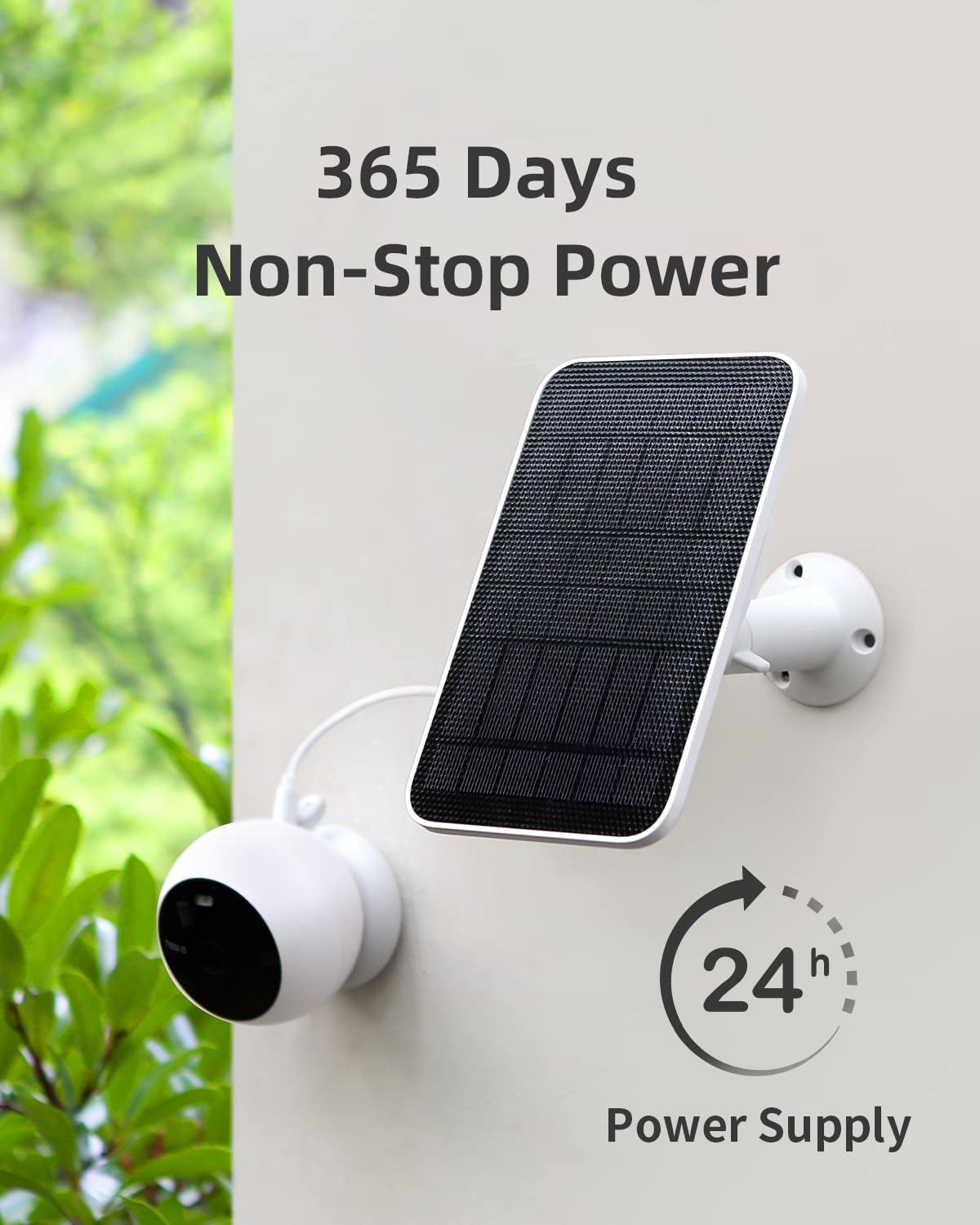 Outdoor Solar Panel for Battery-Powered Security Cameras, Universal Compatibility, Uninterrupted Power Supply, IP66 Waterproof Design, Includes 10ft Charging Cable