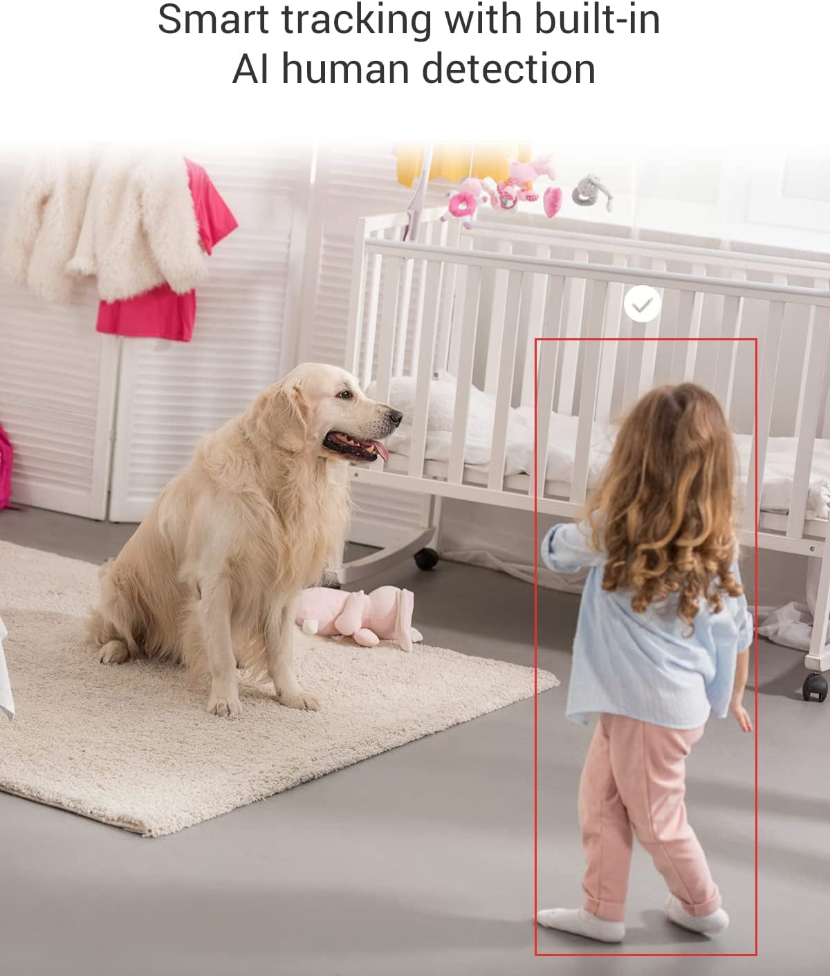 Indoor Pan/Tilt Wi-Fi Security Camera 2K+, Smart Tracking, Two-Way Talk with Google Assistant and Amazon Alexa Compatibility