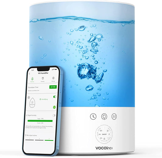 Smart Cool Mist Humidifier: 2.5L Humidifier with Auto-Target, Child Lock, 16 Million Colors, Suitable for Plants and Babies, Compatible with Apple HomeKit, Alexa, and Google Assistant