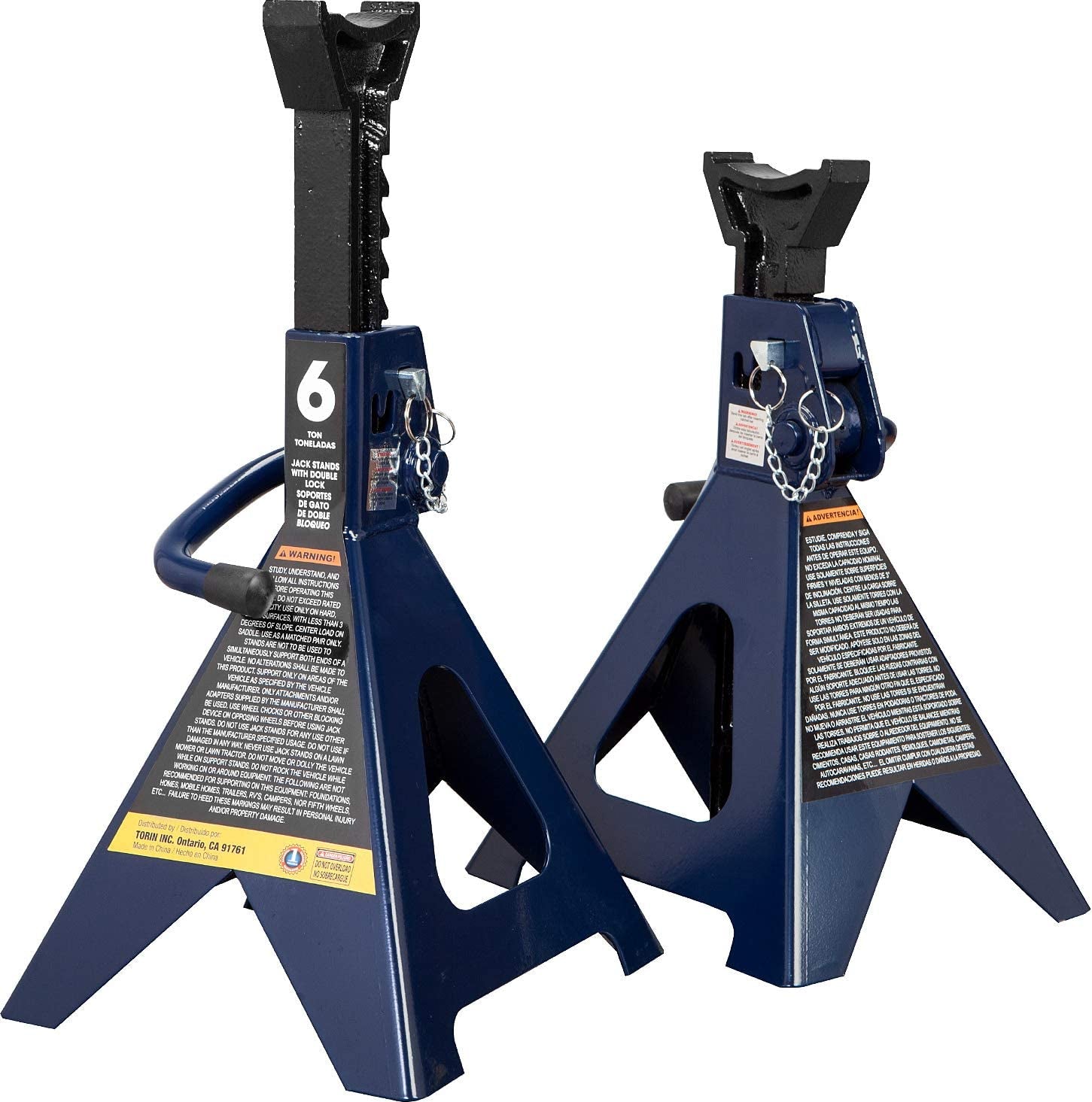 Torin Steel Jack Stands - These are Double Locking Jack Stands with a 6-Ton (12,000 lb) Capacity. They come in a striking Blue color and are sold as a Pair.