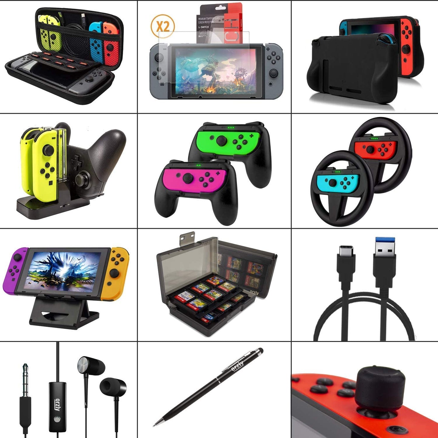 Accessory Bundle Kit for Nintendo Switch OLED Console Users - Jet Black