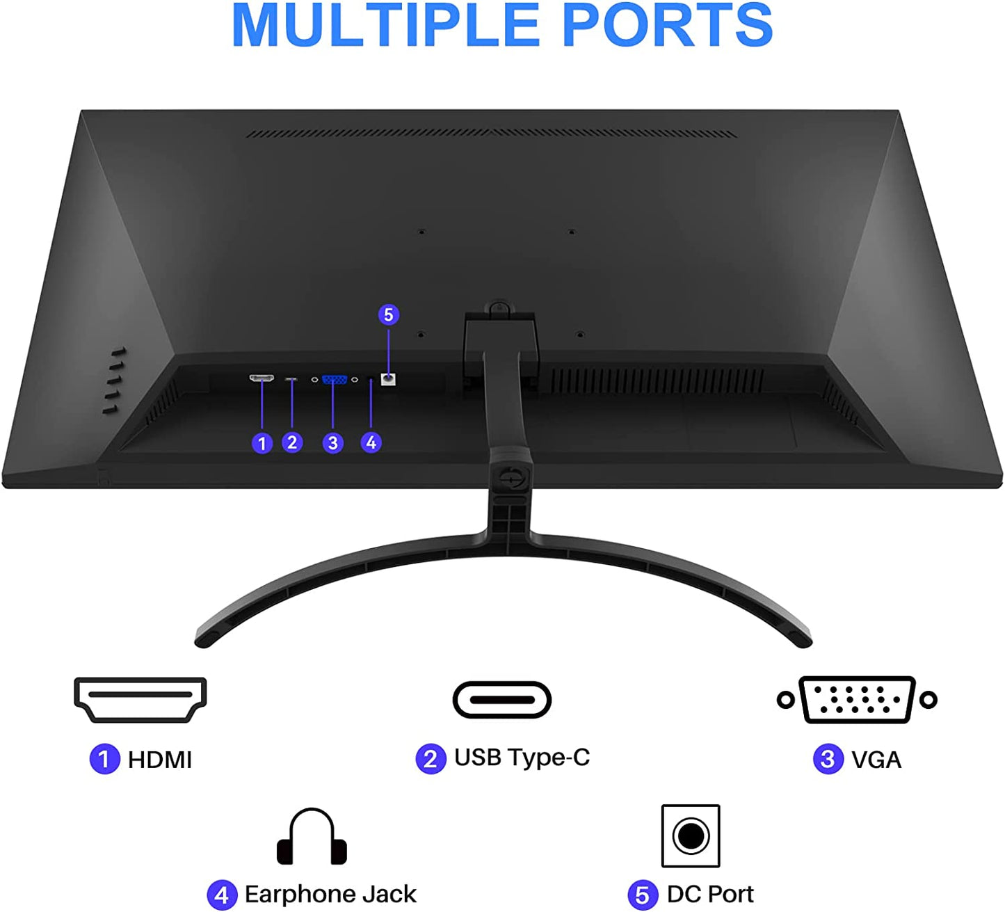 27" Full HD Monitor with USB Type-C, Built-in Speakers, 75Hz Refresh Rate, HDMI, VGA, Tilt Adjustment, Eye Comfort