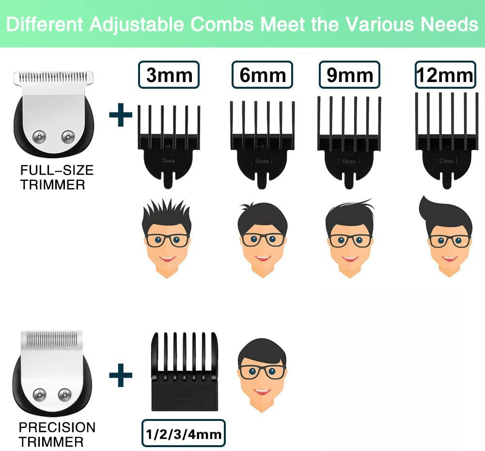Men's Beard Trimmer - Multifunctional Hair Clippers & Trimmer - IPX7 Waterproof for Use on Mustache, Face, Nose, Ears, and Body - Electric Razor with USB Rechargeable & LCD Display 